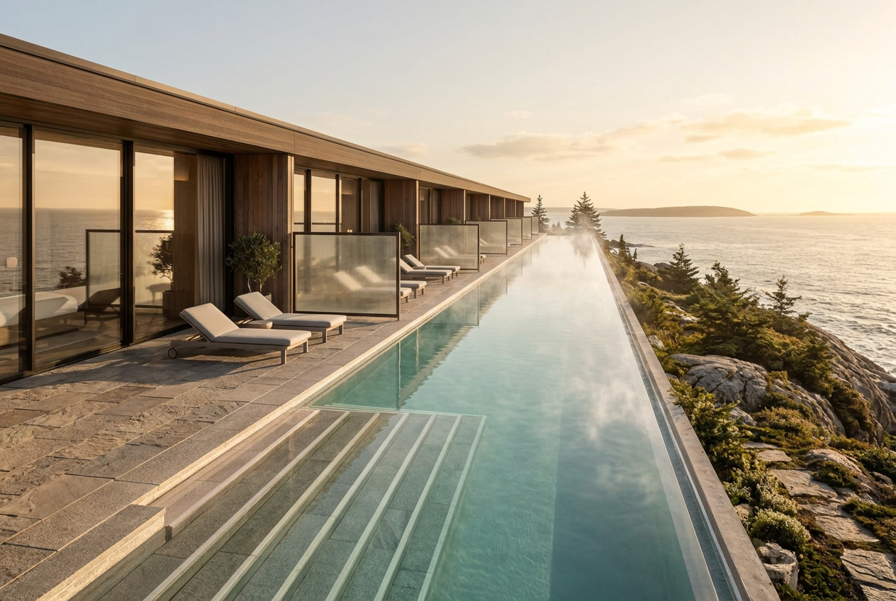 Conceptual private terrace with spa access
